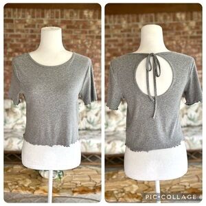 Express Top Cropped Grey Ribbed Open Back XS Streetwear Y2K